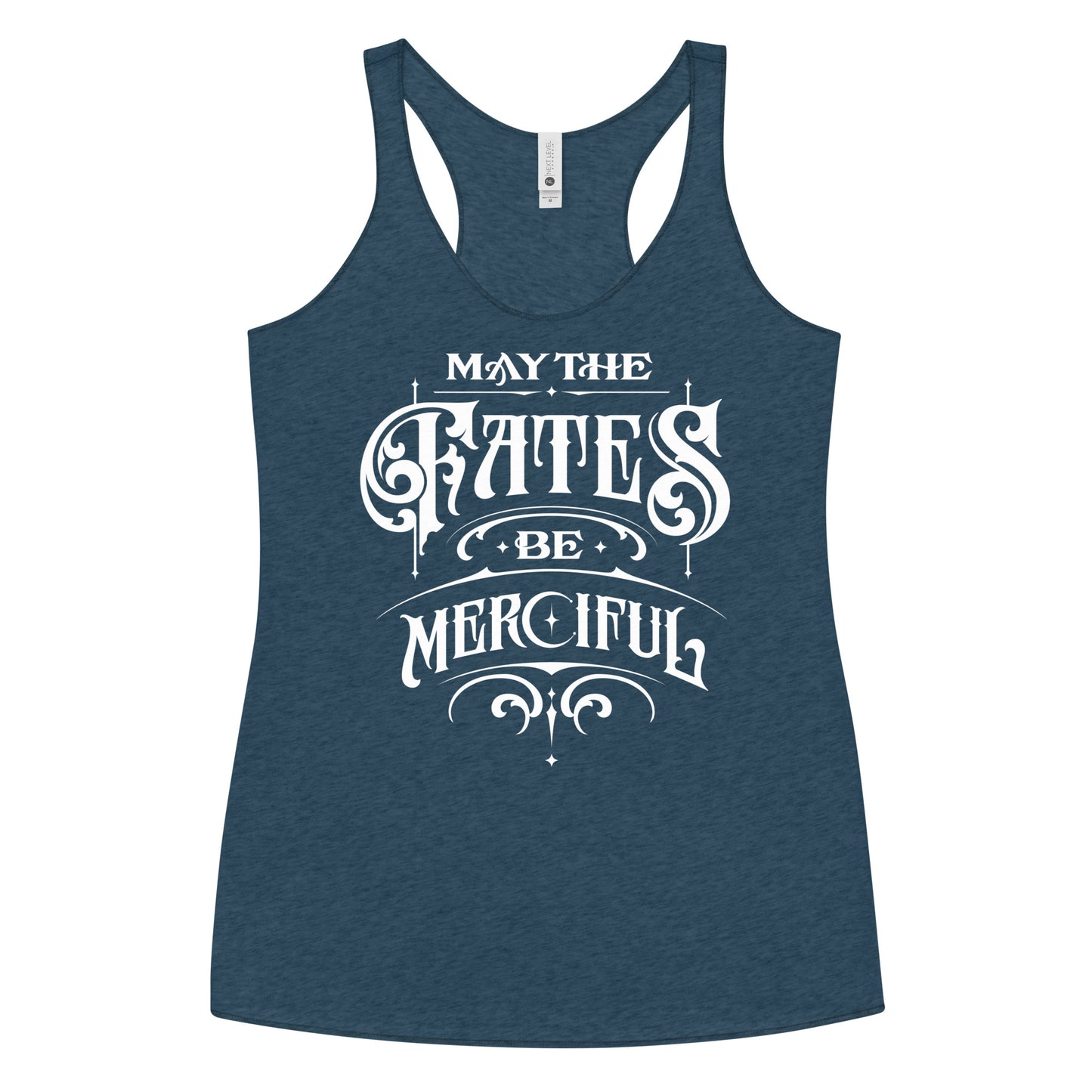 MAY THE FATES BE MERCIFUL WOMEN'S RACERBACK TANK